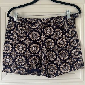 Cotton patterned shorts from Anthropologie with rosette pattern.